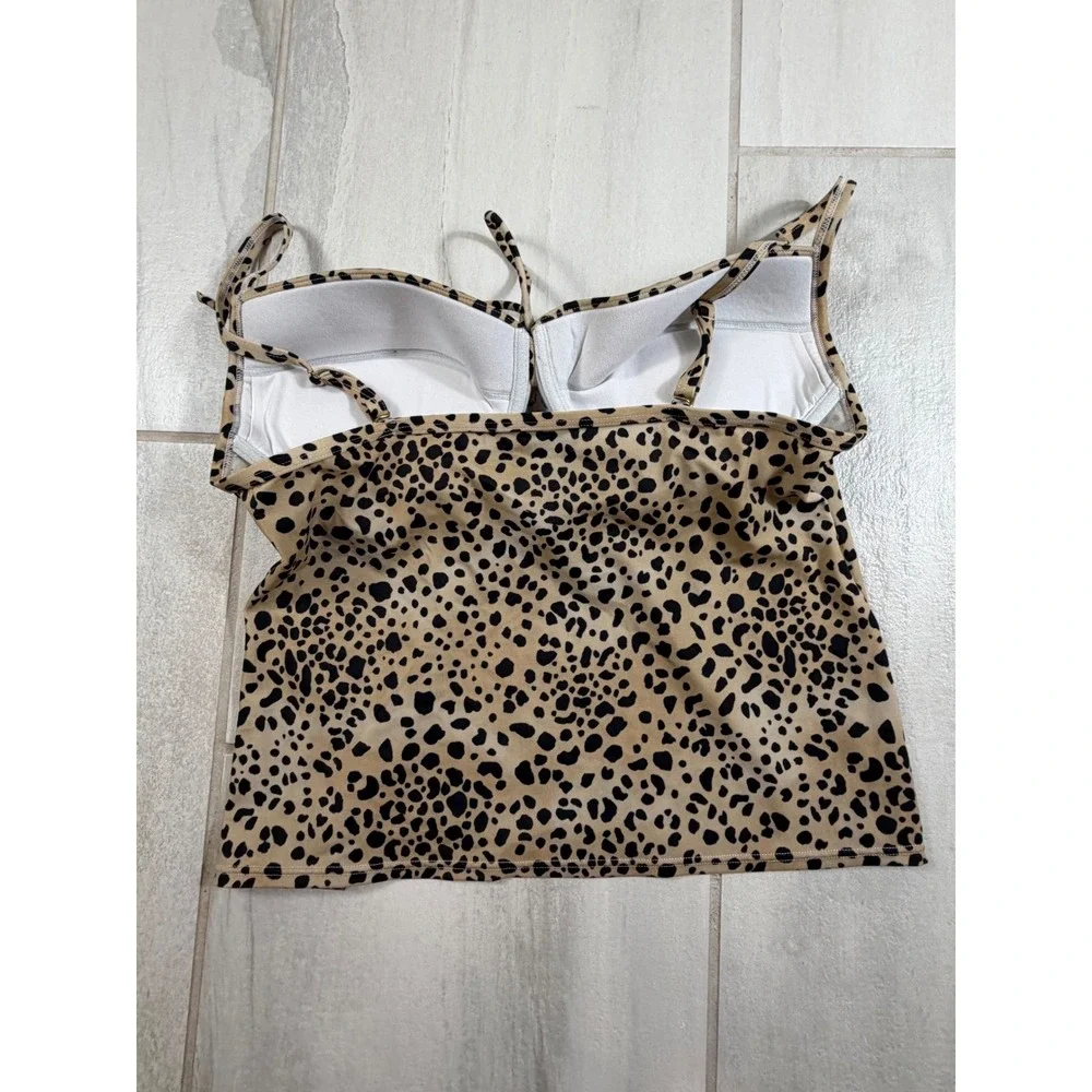 Victoria's Secret Leopard Print Underwire Tankini Top 36D Tan Black 293498-4RT